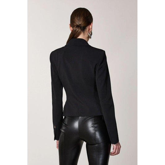 Patrizia Pepe Chic Black Two-Button Designer Jacket black-polyester-suits-blazer-7