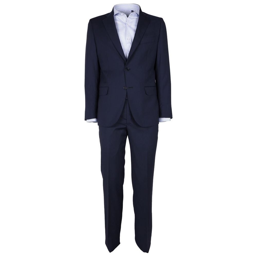 Sleek Sapphire Wool Men's Suit