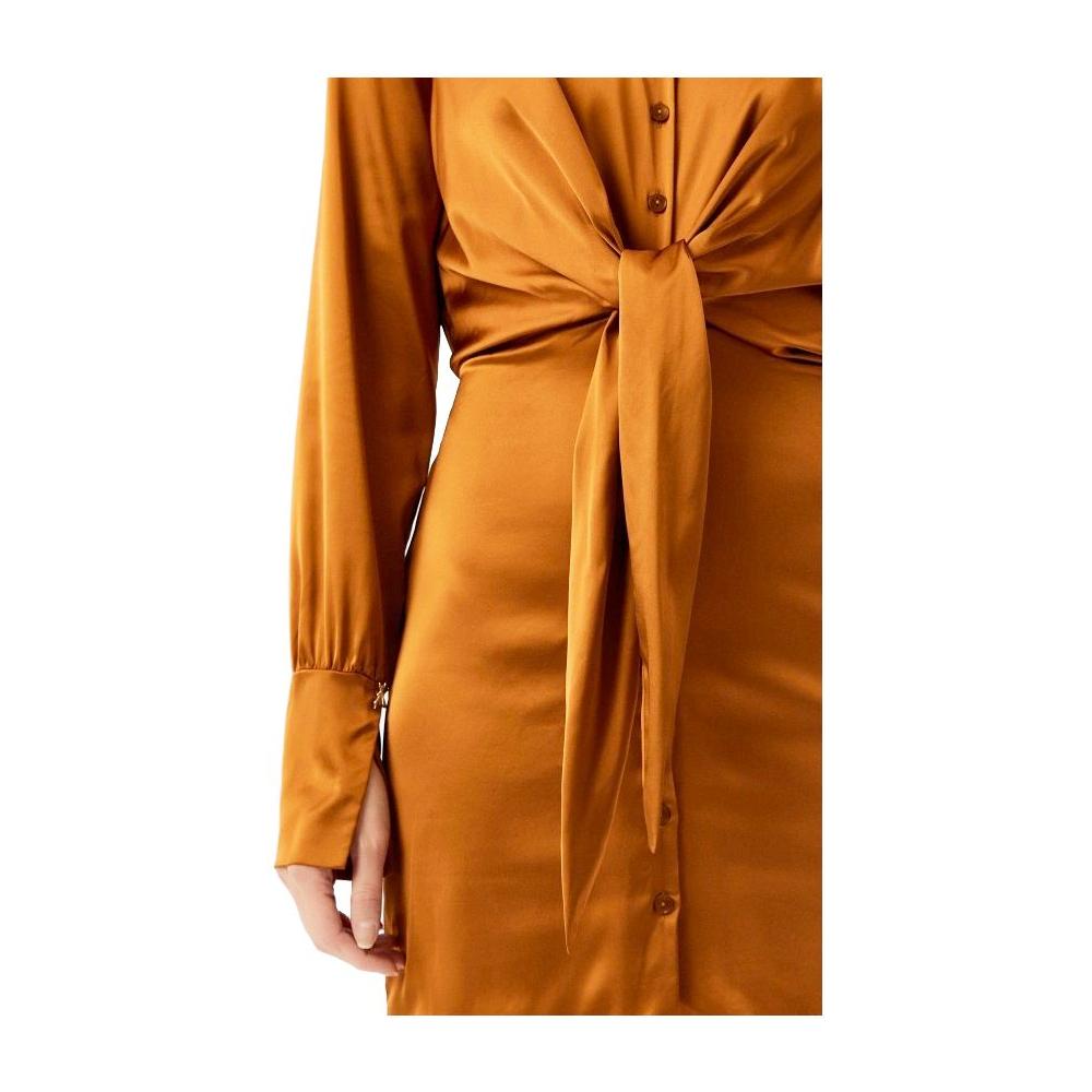 Patrizia Pepe Elegant Long Sleeve Viscose Blend Dress brown-viscose-dress-1