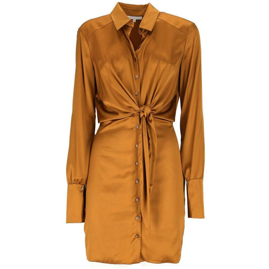 Patrizia Pepe Elegant Long Sleeve Viscose Blend Dress brown-viscose-dress-1