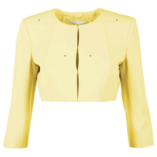 Patrizia Pepe Chic Rhinestone Embellished Short Jacket yellow-polyester-suits-blazer-1