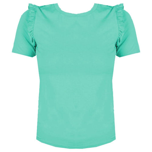 Patrizia Pepe Ruffled Shoulder Crew-neck Chic Top green-viscose-tops-t-shirt