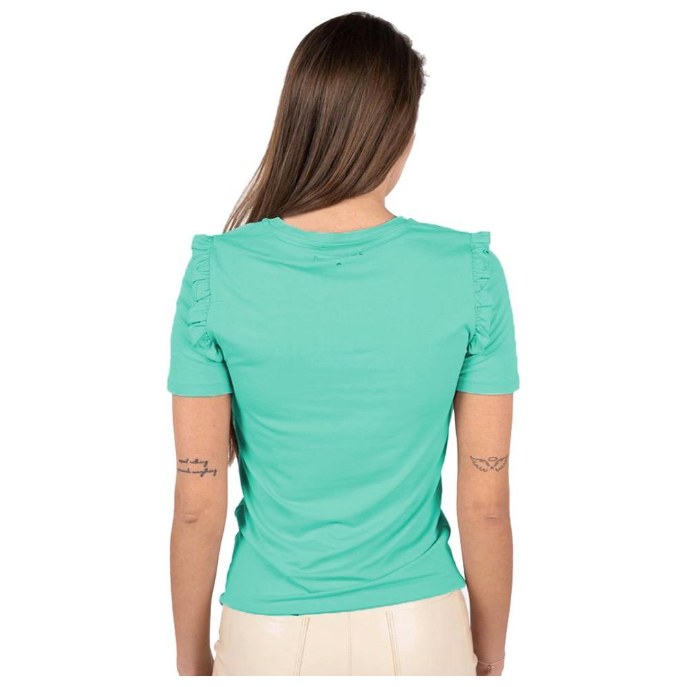 Patrizia Pepe Ruffled Shoulder Crew-neck Chic Top green-viscose-tops-t-shirt