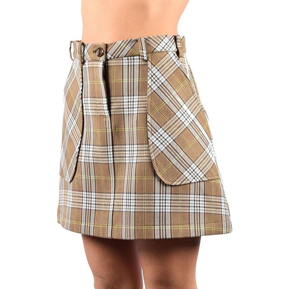 Patrizia Pepe Chic Tartan Cotton Blend Mini Skirt multicolor-polyester-skirt-1