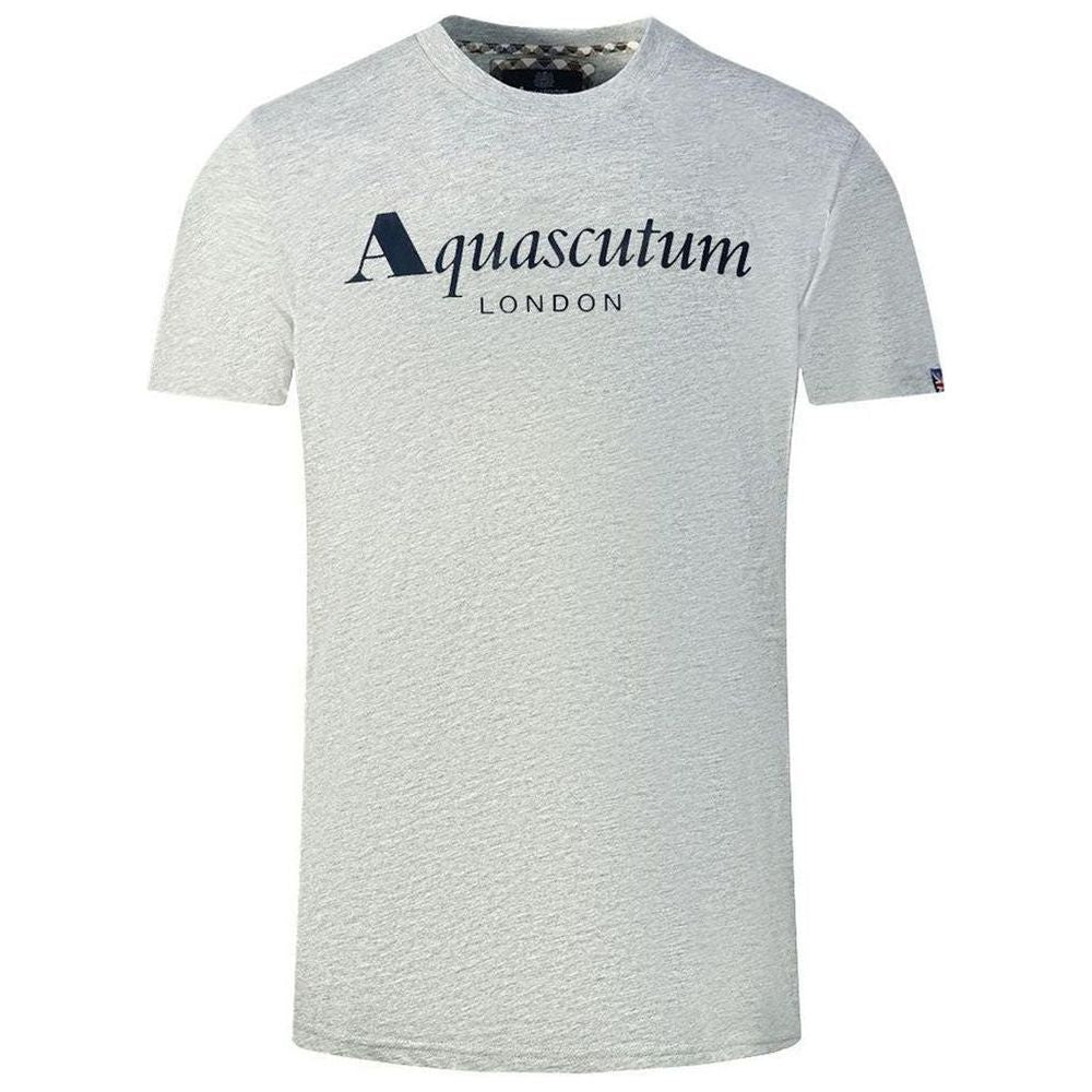 Aquascutum Elegant Gray Logo Tee with Union Jack Sleeve Detail gray-cotton-t-shirt-15