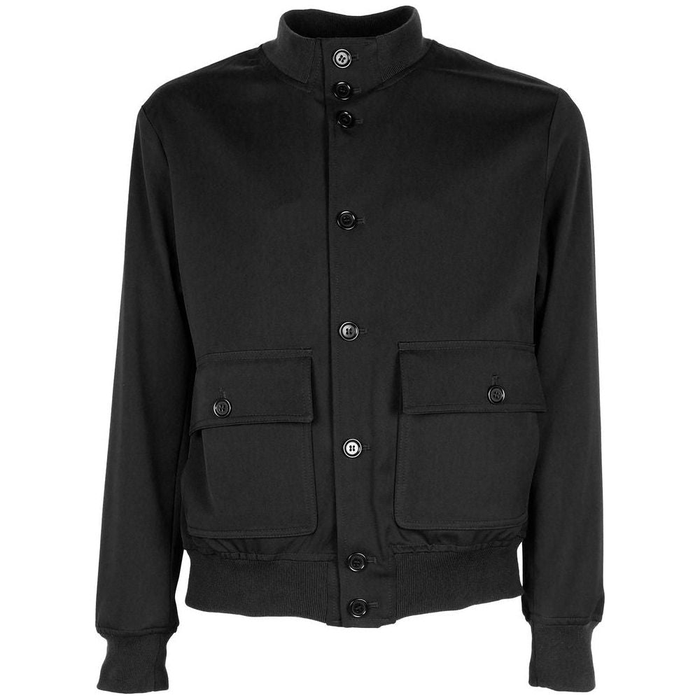 Made in Italy | Black Wool Vergine Jacket| McRichard Designer Brands   