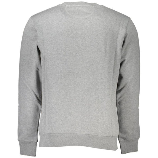 La Martina Embroidered Cotton Crewneck Sweater gray-cotton-sweater-19