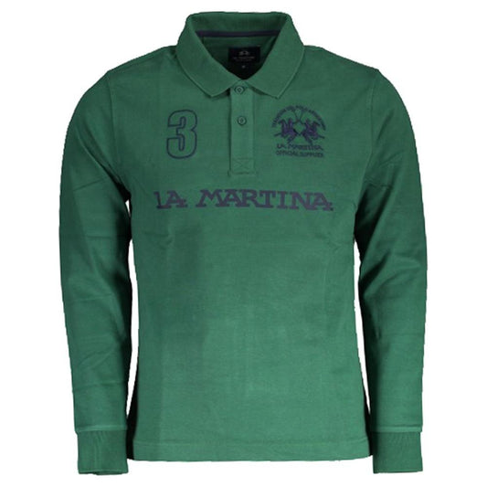 La Martina Elegant Long-Sleeved Jersey Polo green-cotton-polo-shirt-5