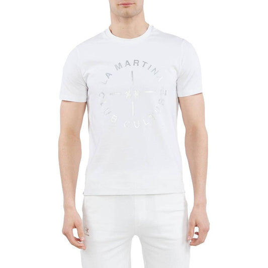 La Martina Elegant White Printed Jersey T-Shirt white-cotton-t-shirt-46