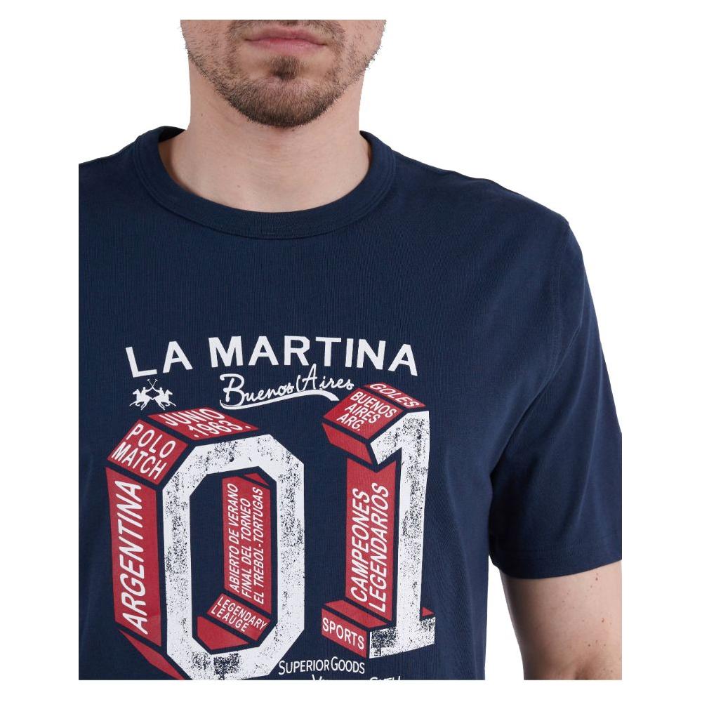 La Martina Sleek Blue Printed Jersey Tee blue-cotton-t-shirt-39