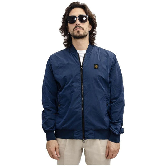 Elevated Casual Blue Bomber Jacket