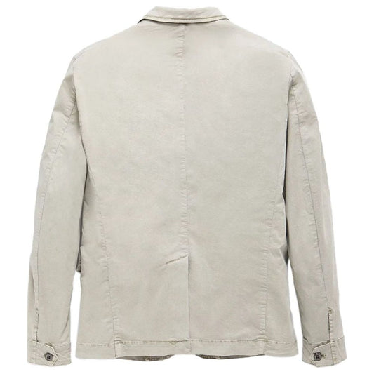 Sleek Beige Four-Pocket Cotton Jacket