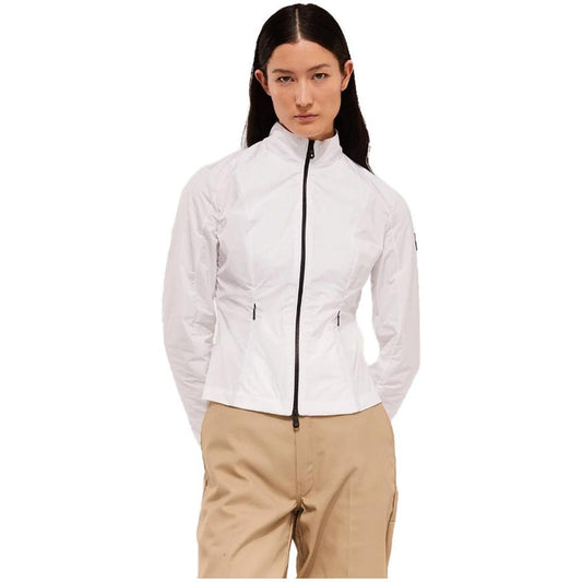 Chic Windproof White Jacket with Logo