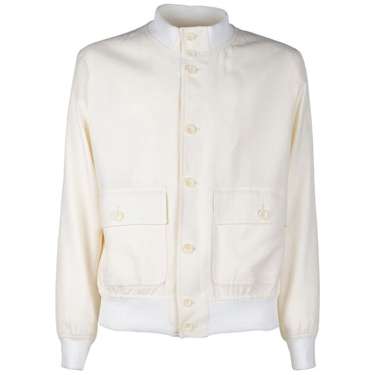 Made in Italy | Elegant White Lightweight Wool Jacket| McRichard Designer Brands   