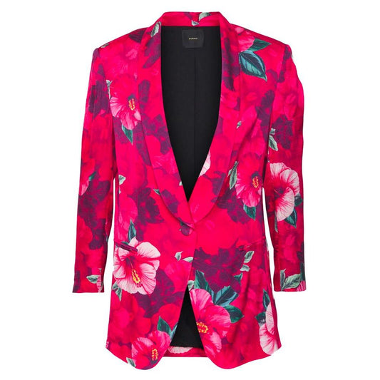 PINKO | Elegant Fuchsia Floral One-Button Jacket| McRichard Designer Brands   