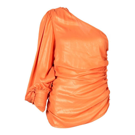 PINKO | Chic Orange Laminated Blouse| McRichard Designer Brands   