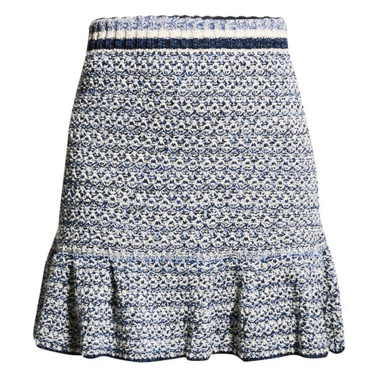 PINKO | Elegant Jacquard Canvas Skirt in White & Blue| McRichard Designer Brands   