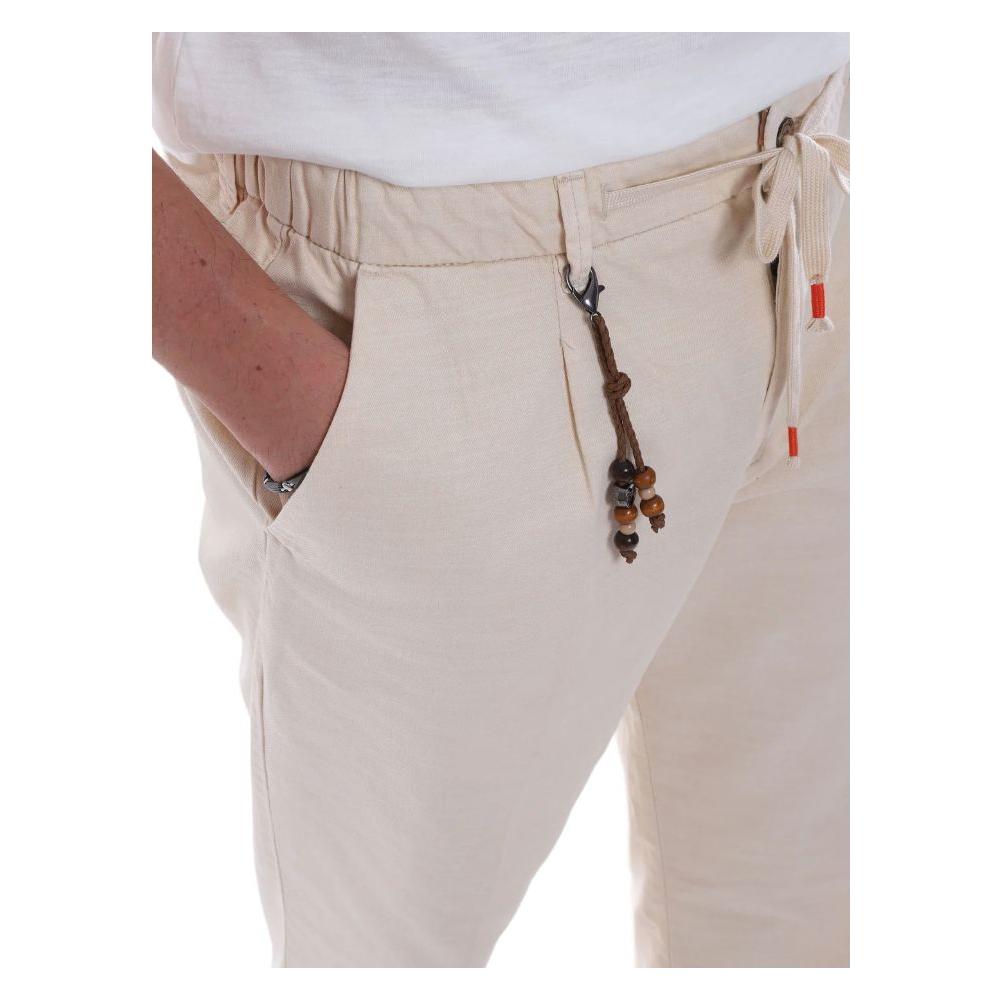 Chic Beige Regular Fit Cotton Trousers
