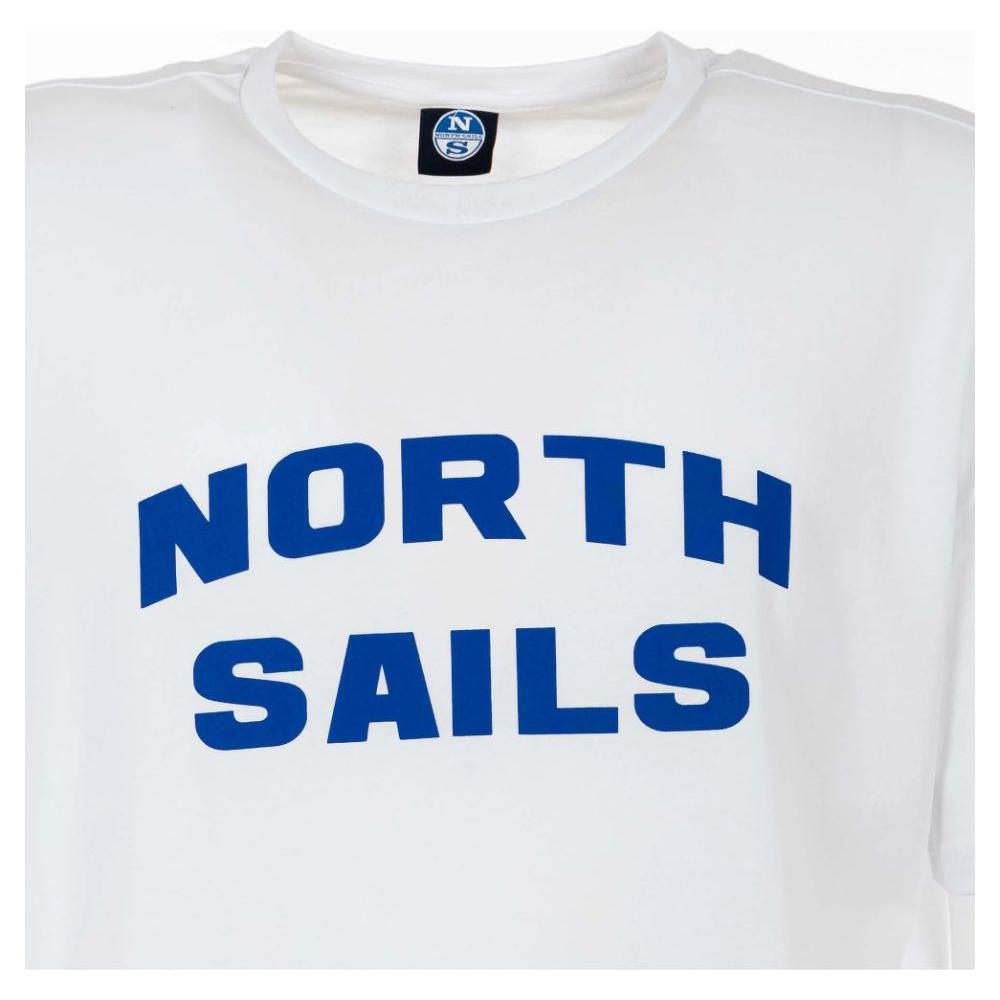 North Sails Elegant White Cotton Tee with Bold Blue Logo elegant-white-cotton-tee-with-bold-blue-logo