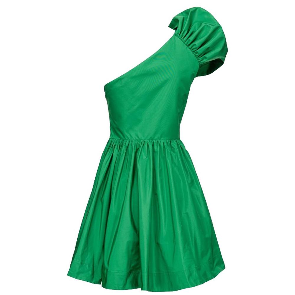 Chic Green Draped Bustier Flared Dress