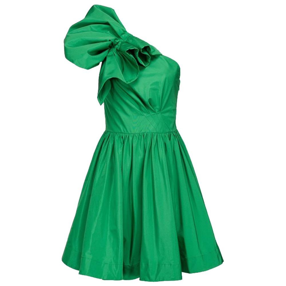 Chic Green Draped Bustier Flared Dress