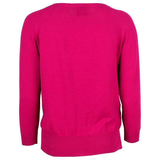 Alpha Studio Fuchsia Cotton Sweater fuchsia-cotton-sweater-1