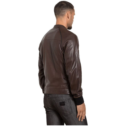 Dolce & Gabbana Brown Leather Di Lambskin Jacket brown-leather-di-lambskin-jacket