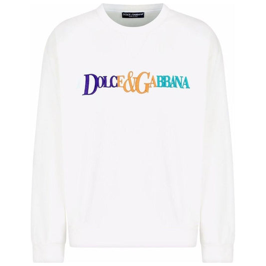 Dolce & Gabbana White Cotton Sweater white-cotton-sweater-8