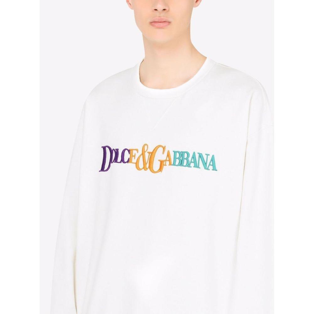 Dolce & Gabbana White Cotton Sweater white-cotton-sweater-8