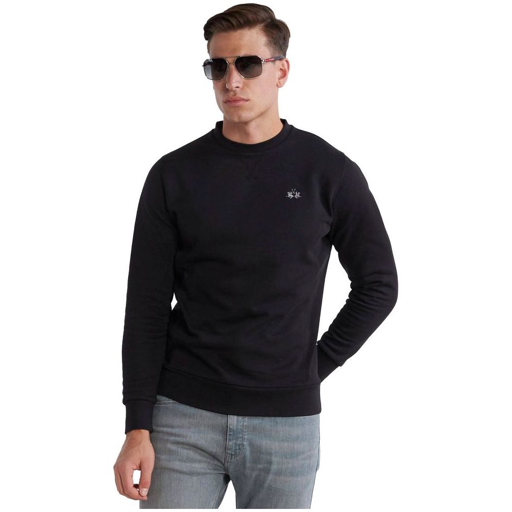 La Martina Black Cotton Sweater black-cotton-sweater-10