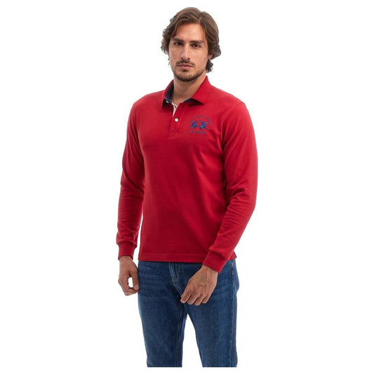 La Martina Red Cotton Polo Shirt red-cotton-polo-shirt