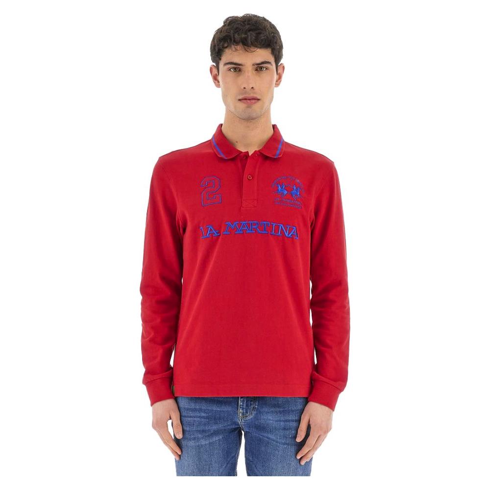 La Martina Red Cotton Polo Shirt red-cotton-polo-shirt-4