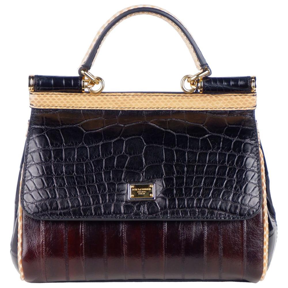 Dolce & Gabbana Multicolor Leather Di Crocodile Handbag multicolor-leather-di-crocodile-handbag-2