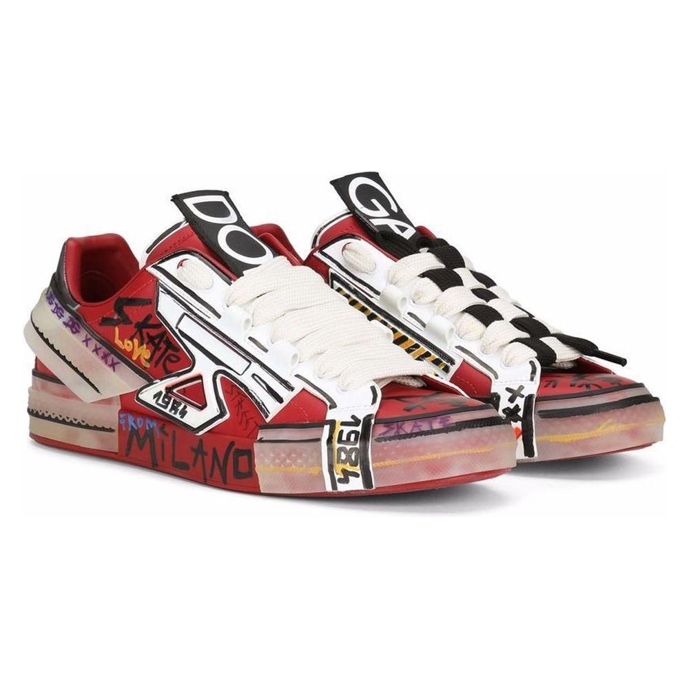 Dolce & Gabbana Red Cotton Sneaker red-cotton-sneaker