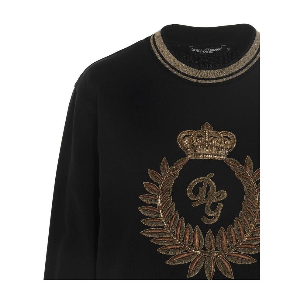 Dolce & Gabbana Black Cotton Sweater black-cotton-sweater-35