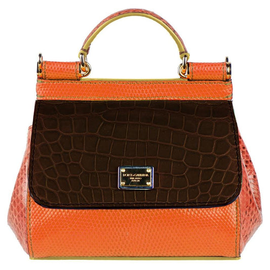 Dolce & Gabbana Multicolor Leather Di Crocodile Handbag multicolor-leather-di-crocodile-handbag