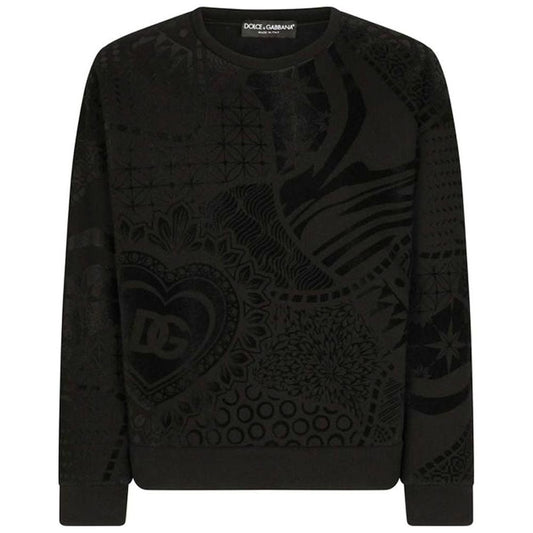 Dolce & Gabbana Black Cotton Sweater black-cotton-sweater-36