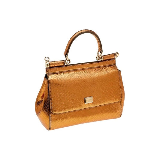 Dolce & Gabbana Yellow Pitone Laminato Handbag yellow-pitone-laminato-handbag