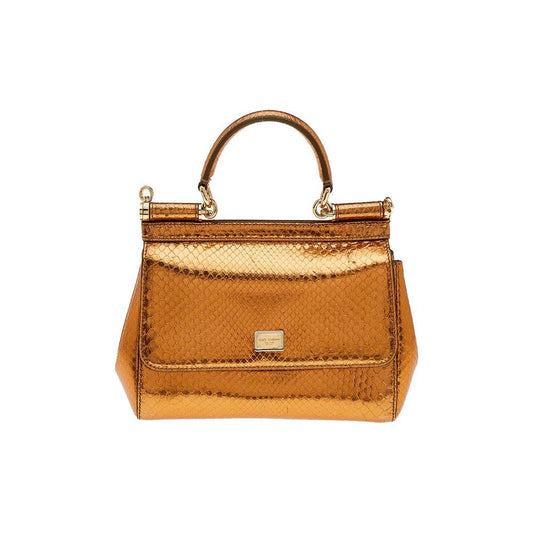 Dolce & Gabbana Yellow Pitone Laminato Handbag yellow-pitone-laminato-handbag