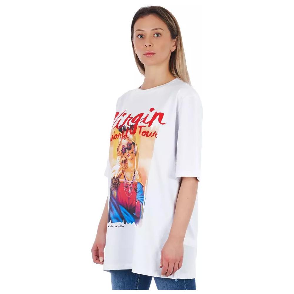 Frankie Morello Oversized Cotton Tee with Chic Prints wopticalwhite-tops-t-shirt-3