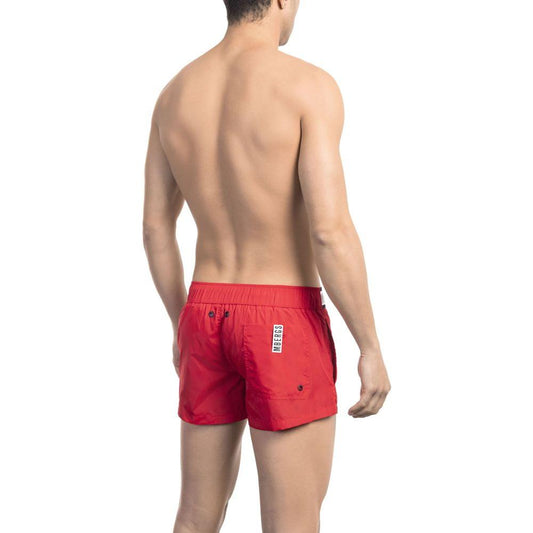 Red Micro Swim Shorts with Contrast Band