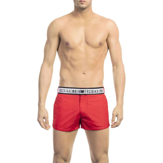 Red Micro Swim Shorts with Contrast Band