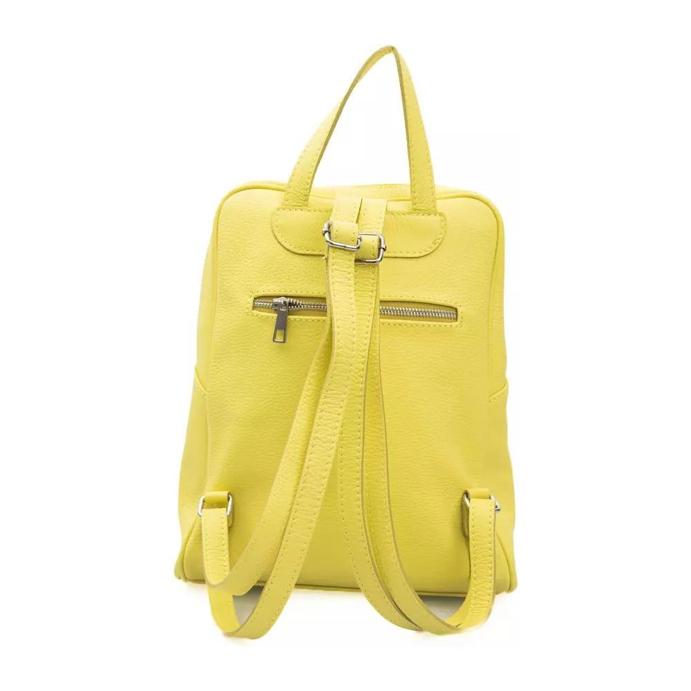 Baldinini Trend Sunshine Yellow Leather Backpack sunshine-yellow-leather-backpack
