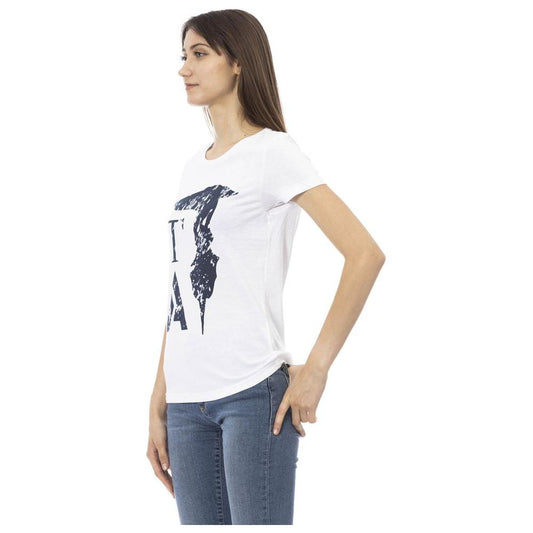 Chic White Tee with Elegant Front Print