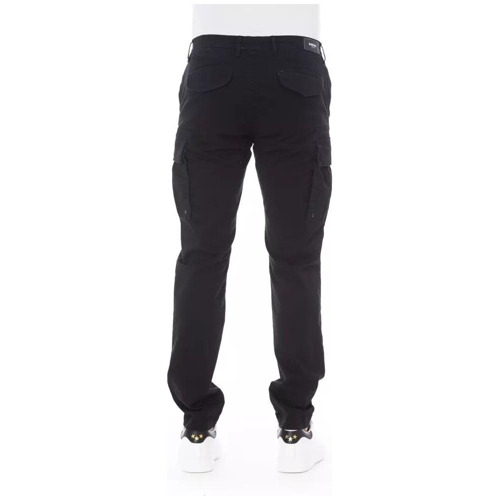 Sleek Black Cargo Trousers - Stretch Cotton Blend