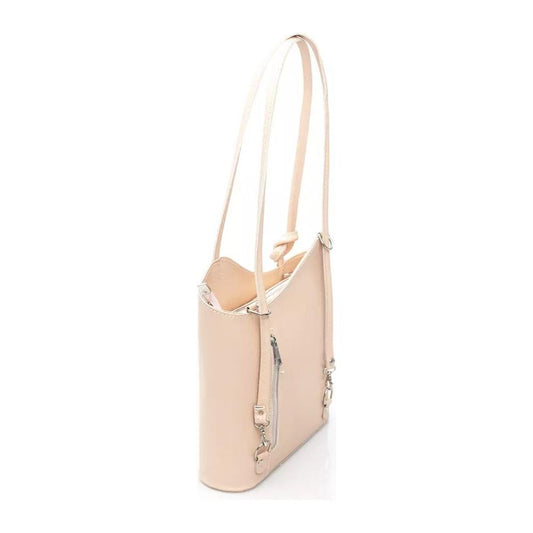 Baldinini Trend | Chic Pink Leather Backpack for Sophisticated Style| McRichard Designer Brands   