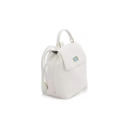 Baldinini Trend | Elegant White Flap Backpack with Golden Accents| McRichard Designer Brands   