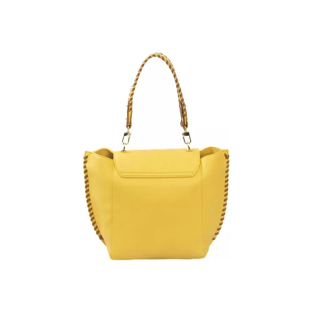 Baldinini Trend Elegant Yellow Shoulder Flap Bag with Golden Details elegant-yellow-shoulder-flap-bag-with-golden-details