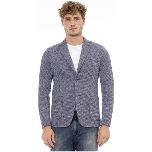 Distretto12 | Elegant Blue Fabric Jacket with Classic Cut| McRichard Designer Brands   