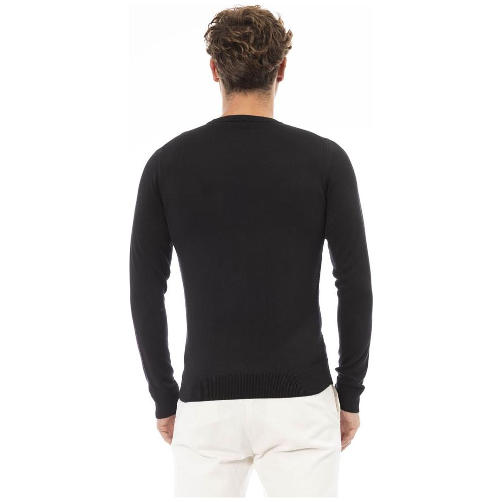 Elegant Black Crew Neck Cashmere Sweater